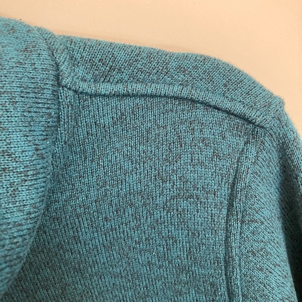 Lands End Sweater Fleece Jacket - Dark Teal Heather
